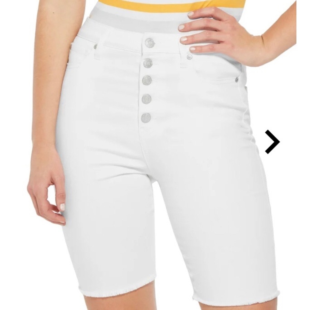 White Denim Bermuda Shorts by GUESS